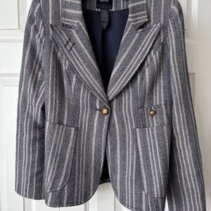 Smythe Navy and White Striped Blazer